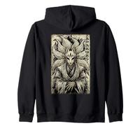 Maschera Giapponese retrò Kitsune Nine Tailed Fox Anime Felpa con Cappuccio