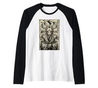 Maschera Giapponese retrò Kitsune Nine Tailed Fox Anime Maglia con Maniche Raglan