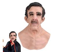 Maschera horror da uomo anziano, maschera in lattice per Halloween, scherzo per cosplay, copricapo alla moda per fotografie, realistico, volto umano per mascherare, casa infestata