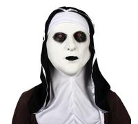 Maschera horror di suora in lattice maschera Halloween con cappuccio per | Maschera integrale di suora spaventosa Realista Maschera da strega Accessori costume per Halloween Costume Cosplay