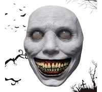 Maschera horror - Maschera in lattice di demoni sorridente - Maschera horror realistica con funzioni inquietanti dettagliate per cosplay di Halloween, feste di zombie, oggetti di scena del diavolo ed