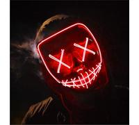 Maschera illuminata a LED rosso, a tema film “La notte del giudizio”, controllabile, adatta per Halloween e carnevale, unisex