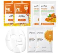 Maschera in gel alla vitamina C, maschera all'argilla con curcuma e vitamina C, maschera in tessuto alla vitamina C, maschera alla vitamina C, leviga e idrata, per tutti i tipi di pelle. (6 pezzi)