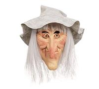 Maschera in gomma grigia con cappello e capelli, 1 pezzo, design realistico, accessorio perfetto per Halloween, cosplay e feste in costume