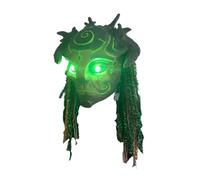 Maschera in lattice da elfo verde, per Halloween, fantasia, mostro, con capelli opzionali e luce LED, accessorio per costume in lattice ecologico per feste