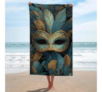 Maschera in maschera con piume colorate telo mare per carnevale in microfibra senza sabbia grandi asciugamani da doccia multiuso assorbente per bagno piscina 130 x 80 cm