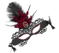 Maschera in maschera con piume con strass per donna e uomo, maschera veneziana per feste di Carnevale in velluto e feltro, cravatta regolabile con nastro per Halloween e Natale, design leggero
