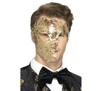 Maschera In Metallo Dorato Filigrana Fantasma Per Adulti Costume Elegante