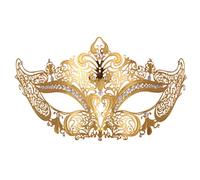 Maschera in Metallo Oro Argento Maschera da Ballo per Feste Veneziane in con Finitura Lucida per Donna