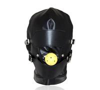 Maschera in pelle nera PU per uomini e donne festa rave notte, gioco di ruolo alternativo maschera copricapo (A)