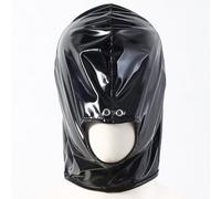 Maschera in pelle nera PU per uomini e donne festa rave notte, gioco di ruolo alternativo maschera copricapo (C)