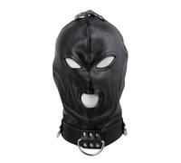 Maschera in pelle nera PU per uomini e donne festa rave notte, gioco di ruolo alternativo maschera copricapo (B)