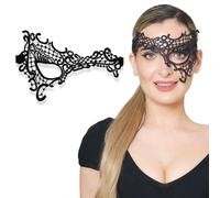 Maschera in pizzo per donne, festa veneziana, ballo, martedì grasso, Halloween, Nero Phantom., taglia unica