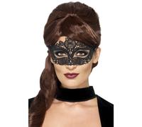 Maschera In Pizzo Ricamato Nera Per Costume Da Mascherata