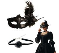 Maschera Indossa una collana, Halloween Costume, Donna Elegante Maschera di Pizzo, Costume Halloween Donna per Masquerade Halloween Festa Ballo Carnevale Maschera Costume