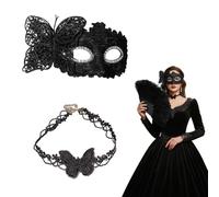 Maschera Indossa una collana, Halloween Costume, Farfalla Donna Elegante Maschera di Pizzo, Costume Halloween Donna per Masquerade Halloween Festa Ballo Carnevale Maschera Costume