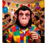 Maschera integrale da scimmia e gorilla con orecchie, copricapo animale realistico, accessorio per costume cosplay di Ognissanti, adatto per feste, balli in maschera e travestimenti di carnevale colla