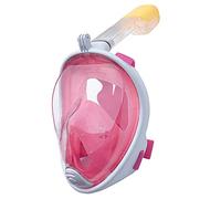 Maschera integrale da snorkeling a 180° con lente anti-appannamento e respirazione naturale, a prova di perdite, supporto per fotocamera incluso, perfetta per avventure oceaniche (S/M, rosa)