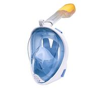 Maschera integrale da snorkeling a 180° con lente anti-appannamento e respirazione naturale. A prova di perdite, supporto per fotocamera incluso. Perfetta per avventure oceaniche (L-X-Large, blu)