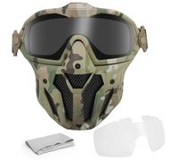Maschera Integrale da Softair, con Sistema di Ventilazione e Occhiali Protettivi Rimovibili, Protezione Integrale Tattica per Attività All'aperto(Cp)