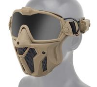 Maschera Integrale Softair con Occhiali Antiappannamento Rimovibili, Utilizzata per Giochi Caccia Paintball Moto e Altre Attività All'Aperto(Brown)
