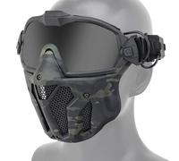 Maschera Integrale Softair con Occhiali Antiappannamento Rimovibili, Utilizzata per Giochi Caccia Paintball Moto e Altre Attività All'Aperto(Bcp)