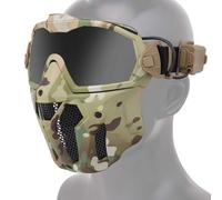 Maschera Integrale Softair con Occhiali Antiappannamento Rimovibili, Utilizzata per Giochi Caccia Paintball Moto e Altre Attività All'Aperto(Cp)
