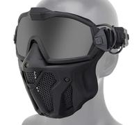 Maschera Integrale Softair con Occhiali Antiappannamento Rimovibili, Utilizzata per Giochi Caccia Paintball Moto e Altre Attività All'Aperto(Black)