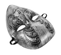 Maschera Intera Stile Vintage Argento in Plastica per Halloween Festivo | Copertura Completa del Viso, Fascia Elastica Comoda, Accessorio Classico per Teatro, Foto e Cosplay