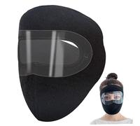 Maschera invernale 2 pezzi Maschera in caldo pile con pellicola protettiva trasparente per gli occhi Copertura completa regolabile Antivento Sci Ciclismo per attività invernali all'aperto Nero.