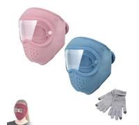 Maschera invernale in caldo pile antivento ad alta definizione, spessa fodera in pile, maschera invernale calda per il viso da sci (2 pezzi-A)