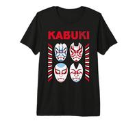 Maschera Kabuki Rock Giapponese in Stile Glam Divertente Maglietta Premium