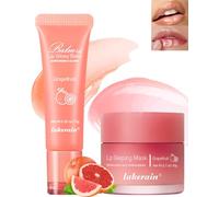 Maschera Labbra Balsamo Labbra Idratante Set, Lip Glowy Balm & Lip Sleeping Mask Set, Balsamo Ripara Per Labbra Secche E Screpolate, Prodotti Per La Cura Delle Labbra, Maschera Labbra Notte Grapefruit