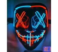 Maschera LED di Halloween e mantello da vampiro, maschera per cosplay, costume spaventoso per Halloween, maschera a LED per rave e rave reversibile, mantello con cappuccio, per feste in maschera, per