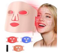 Maschera LED Viso, 3 Colori Maschera LED per il Viso Materiale Confortevole Silicone Alimentare Con Telecomando per Tutti i Tipi di Pelle