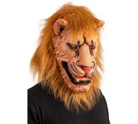 Maschera leone carnevale in finta gomma con criniera