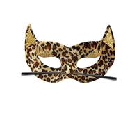 Maschera leopardo in velluto con glitter oro da donna