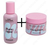 Maschera liquida Mamonde Flora Glow Rose + crema levigante SET cura della pel...