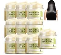 Maschera lisciante per capelli con collagene per una riparazione profonda, maschera nutriente e idratante per 5 trattamenti, maschera al collagene per capelli secchi, danneggiati, crespi e (10PCS)