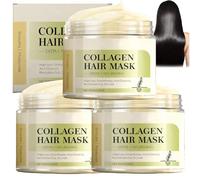 Maschera lisciante per capelli con collagene per una riparazione profonda, maschera nutriente e idratante per 5 trattamenti, maschera al collagene per capelli secchi, danneggiati, crespi e (3PCS)
