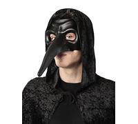 Maschera medica della peste per Costume Medievale Adulto, Mask con Becco Simile a un Uccello per Halloween Carnevale e feste a tema, taglia unica (Nero)