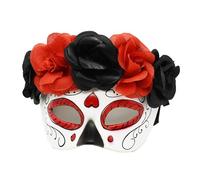 Maschera messicana da donna con teschio di zucchero del giorno dei morti, per Halloween, cosplay, feste (stile 1)