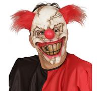 Maschera Messo Viso da Clown Killer con Capelli, da Adulto