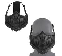 Maschera Mezza Facciale Pipistrello per Cosplay e Giochi Outdoor, Rete Metallica Traspirante con Cinghie Regolabili e Imbottitura EVA(Black)