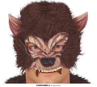Maschera mezzo viso in lattice con pelo uomo Lupo