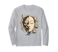 Maschera Noh Demon Buddha Zen Japan Lotus Balance Art Maglia a Manica