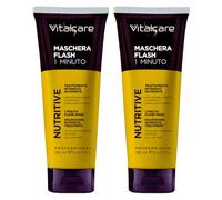Maschera NUTRITIVE FLASH 1 MINUTE, Trattamento Intensivo Nutriente. Con Ceramidi Vegetali e Pantenolo, Per Capelli Secchi, Spenti 190ml (2 Unità)
