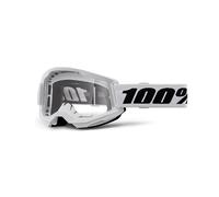 MASCHERA OCCHIALI MOTO 100% STRATA 2 WHITE - LENTE TRASPARENTE CROSS ENDURO