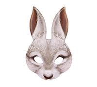 Maschera orecchie coniglio per Halloween Pasqua Mardi Gras - Accessorio costume animale in bianco