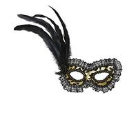 Widmann S.r.l. Maschera oro floccata – finitura in pizzo, rosa e piume – da donna